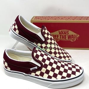 Brand new VANS Classic Slip On Checker Maroon Dark Red